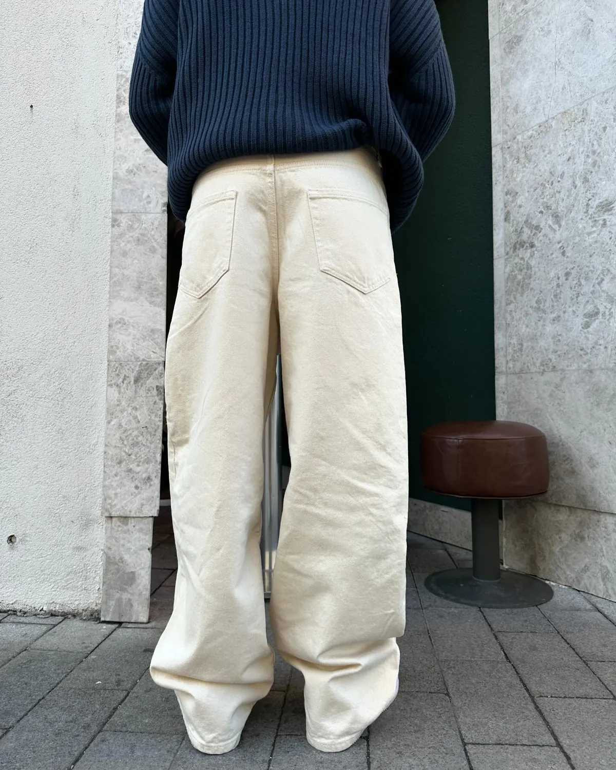 Image of MULTISOLARTECH Men Loose Fit High Rise Beige Jeans