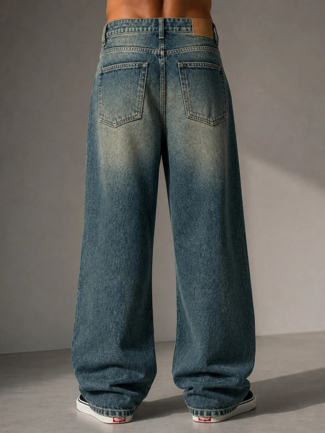 Image of woomny Men Baggy Fit High Rise Green Jeans