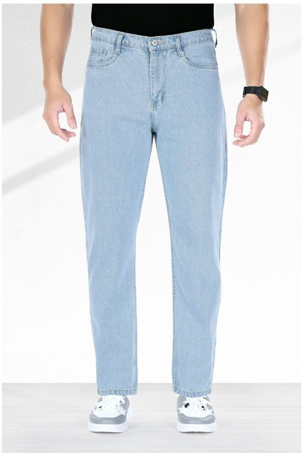 Image of M Q Denim Men Straight Fit Mid Rise Dark Blue Jeans