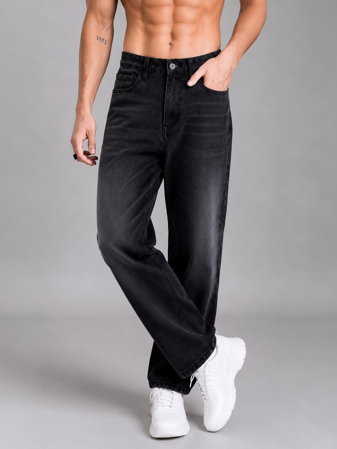 DenSHAH Men Black Mid Rise Straight Fit Jeans - Image 1
