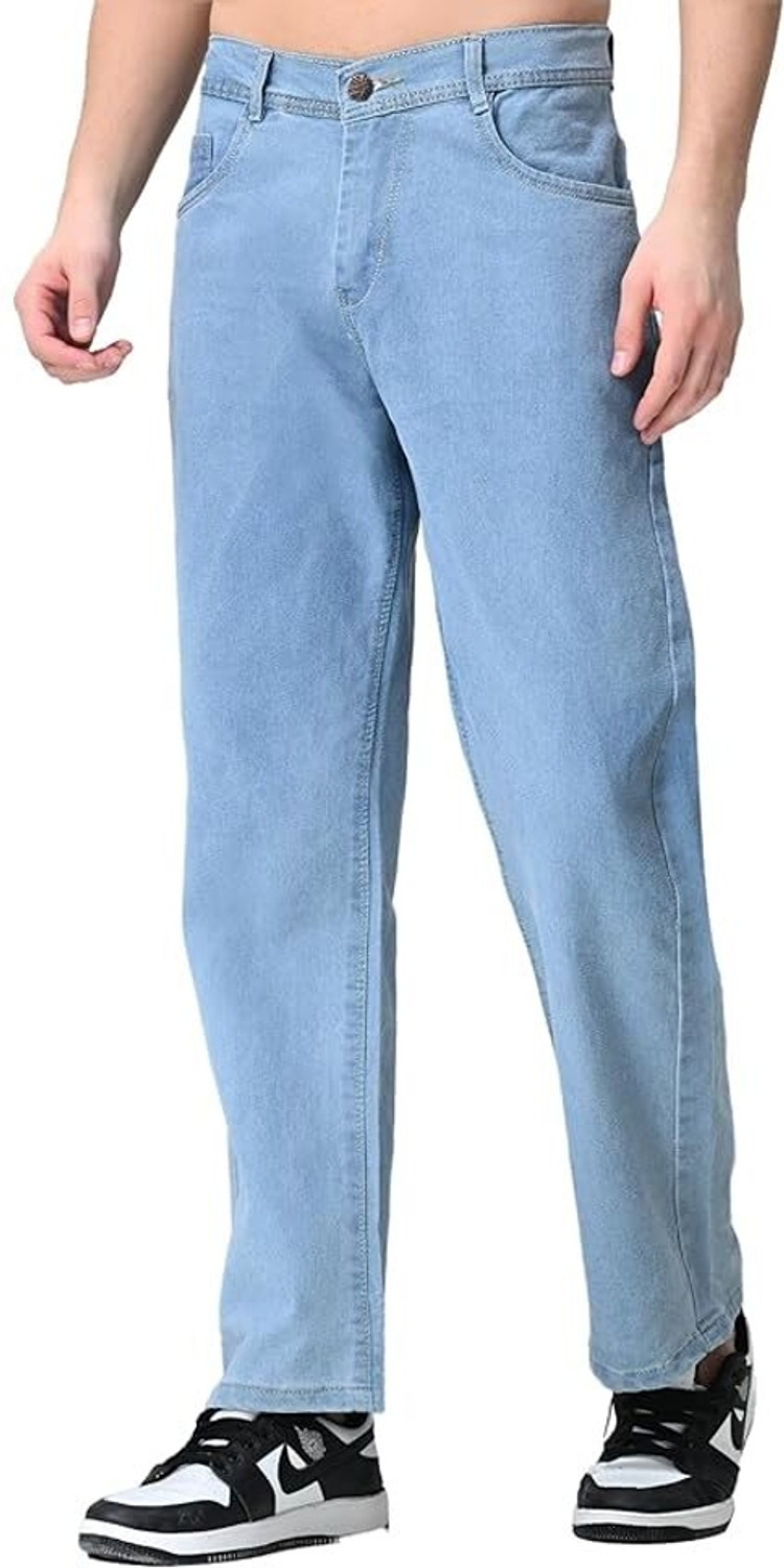 Image of comfits Men Straight Fit Mid Rise Light Blue Jeans