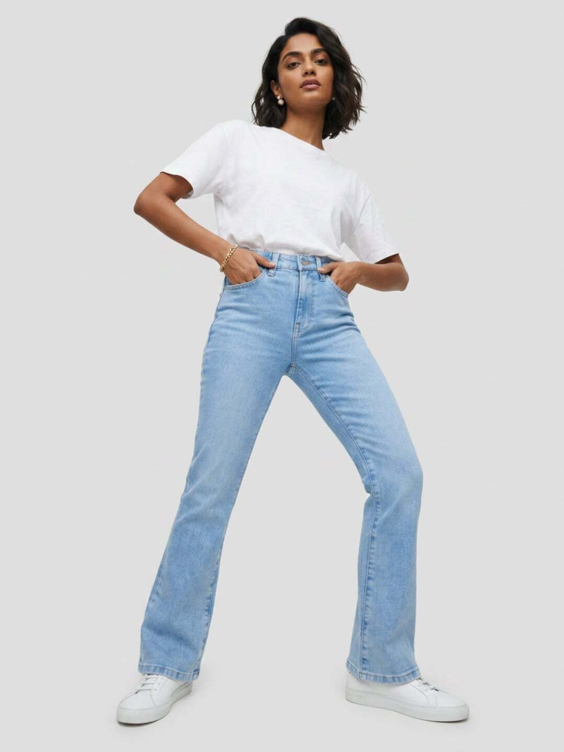 Image of FLYING MACHINE Women Boot-Leg Low Rise Blue Jeans