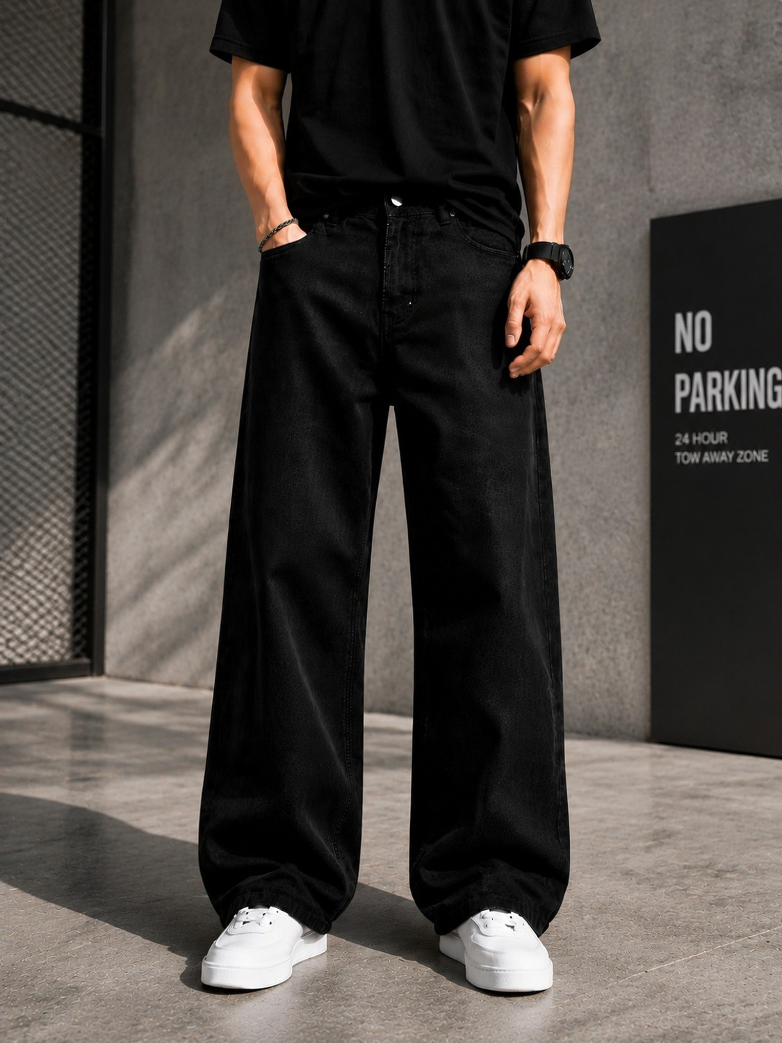 yanger boys Men Straight Fit Mid Rise Black Jeans - Image 1