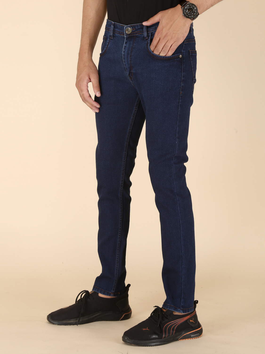 Image of FUBAR Men Slim Mid Rise Dark Blue Jeans