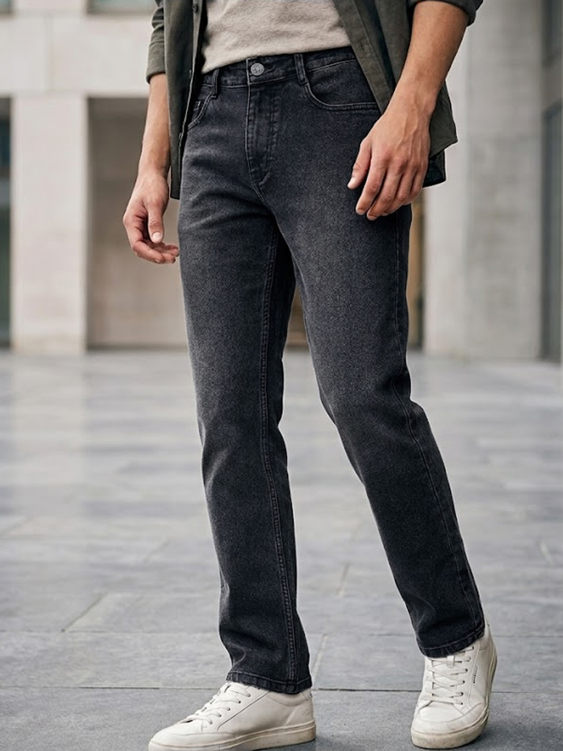 Image of FLYING MACHINE Men Skinny Mid Rise Black Jeans