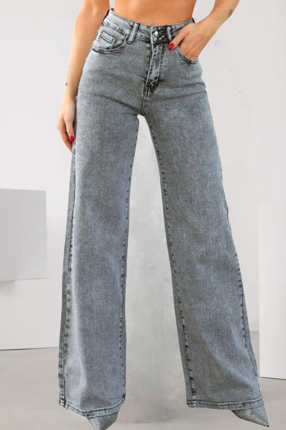 Image of Crazeis Women Loose Fit High Rise Grey Jeans