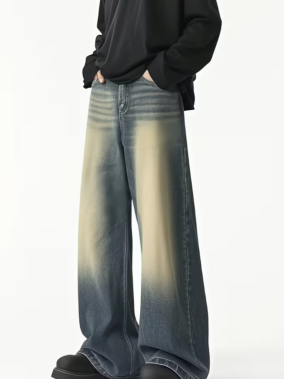 sky collection Wide Leg Men Grey Jeans - Image 6