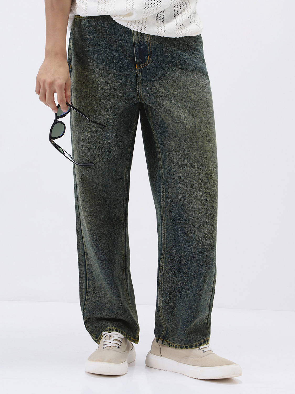 Image of Bene Kleed Men Loose Fit Mid Rise Blue Jeans