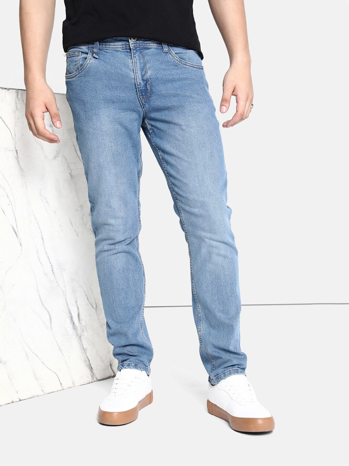 Image of Roadster Men Slim Mid Rise Blue Jeans