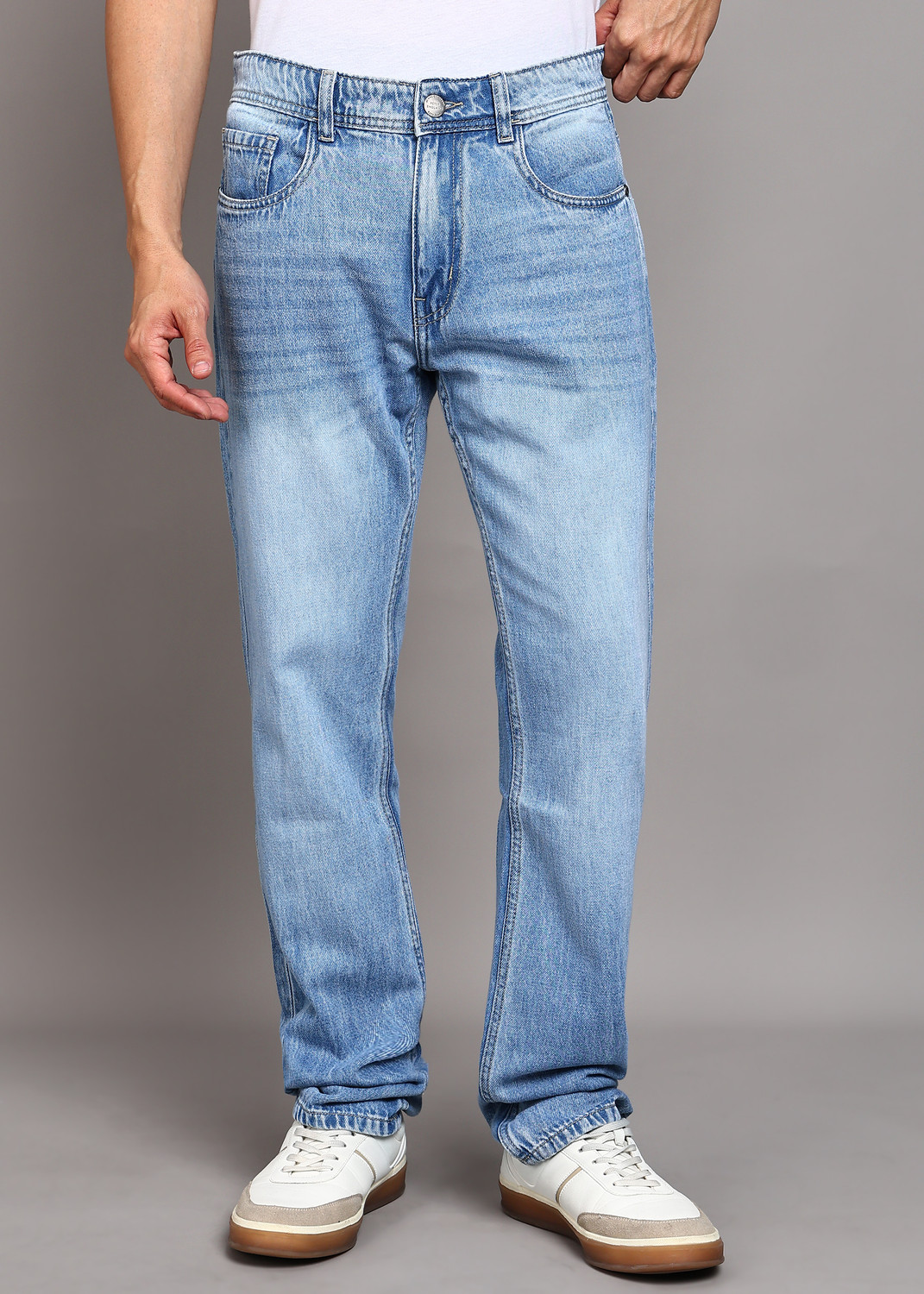 Image of NUMERO UNO Sustainable Denim Men Tapered Fit Low Rise Blue Jeans