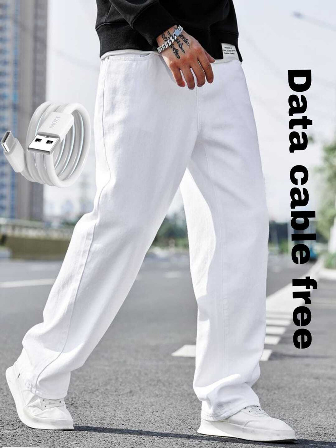 CABRRR Loose Fit Men White Jeans - Image 4