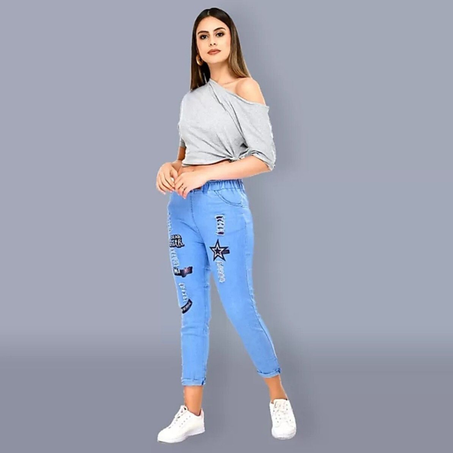 Image of Kedoths Women Jogger Fit Mid Rise Black Jeans