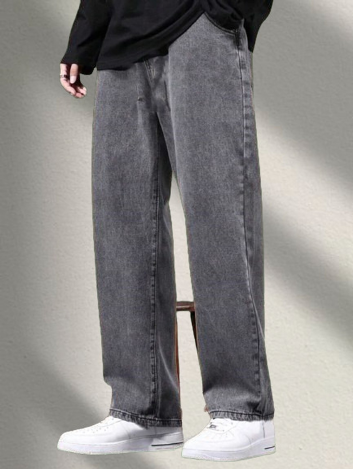 StarForWell Men Grey Loose Fit Mid Rise Jeans - Image 1