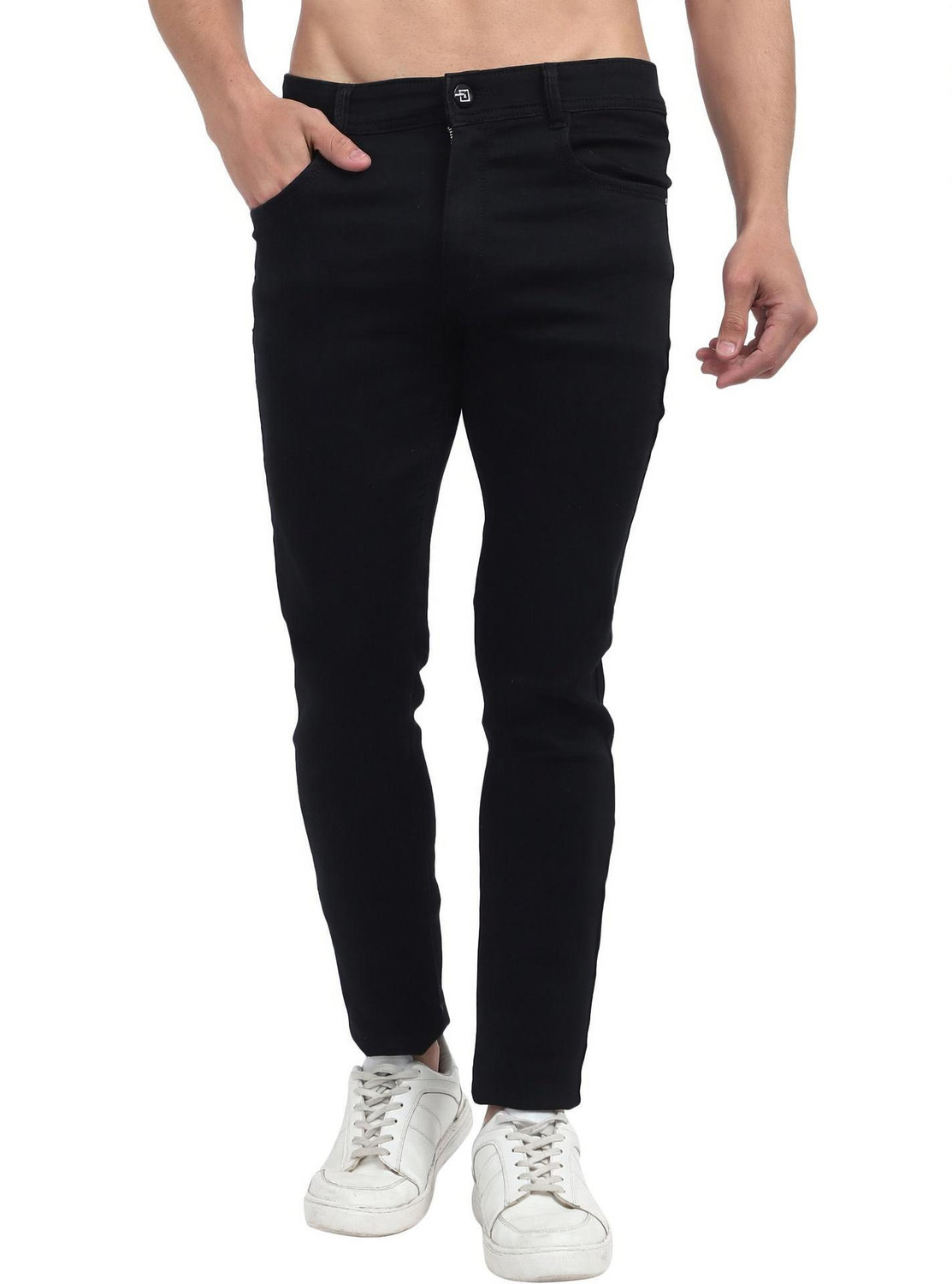 Image of PLOUNGE Men Regular High Rise Black Jeans