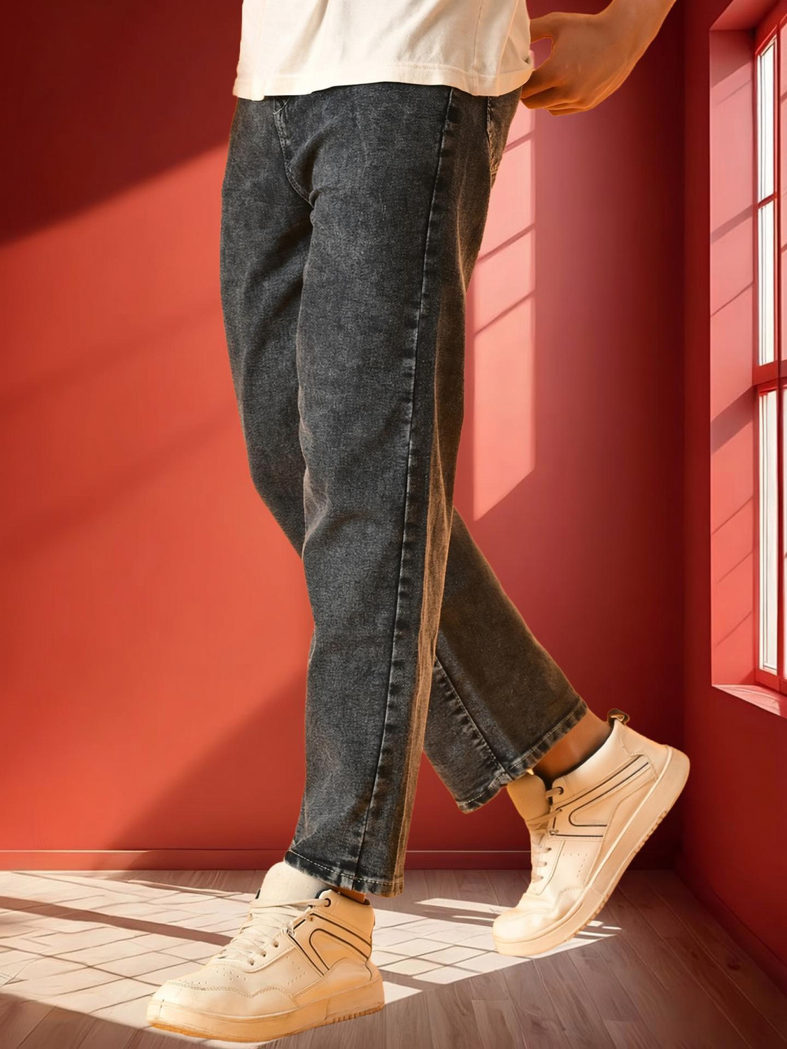 Nalaka Men Relaxed Fit Mid Rise Grey Jeans - Image 1