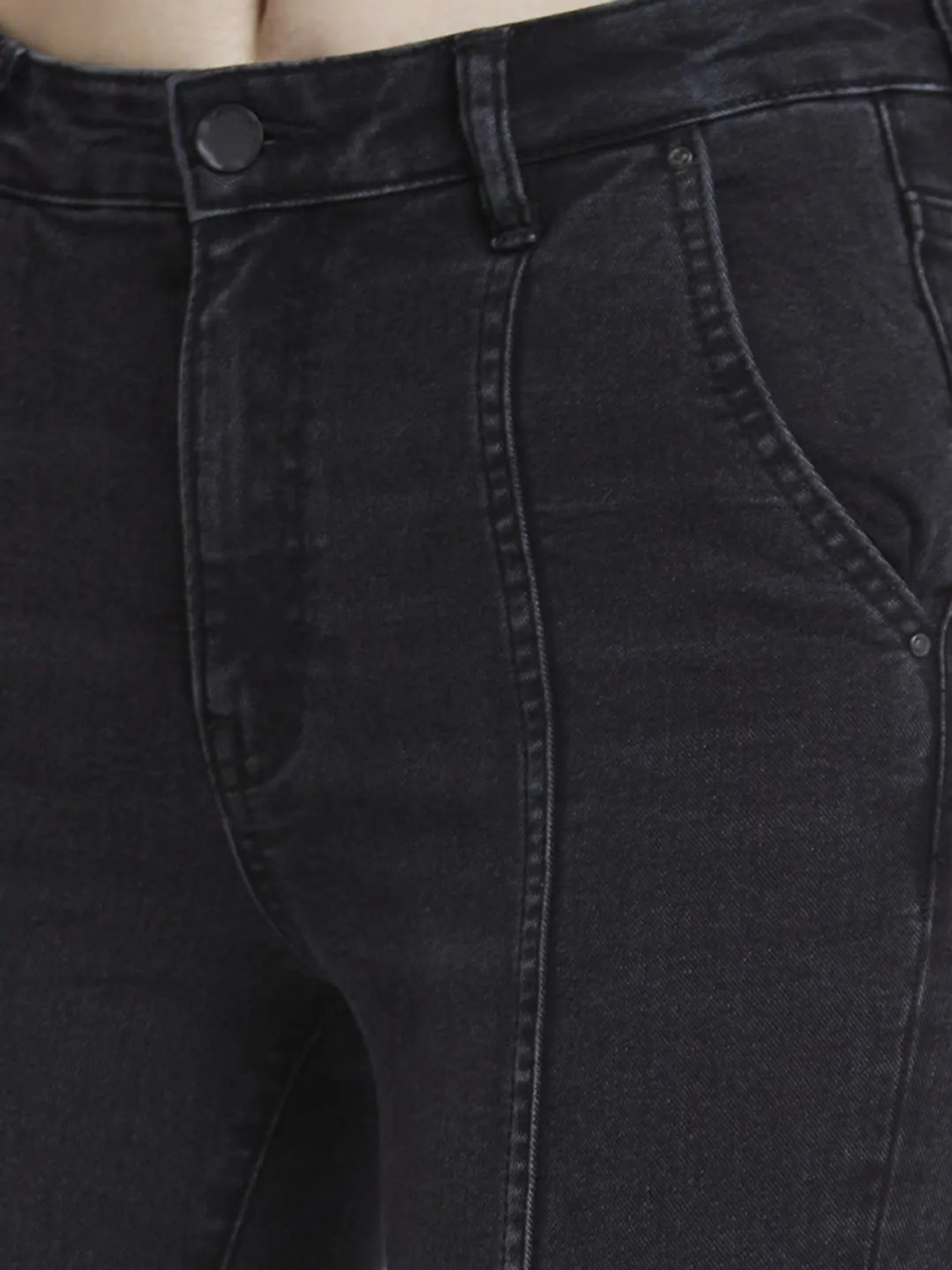 Image of Spykar Women Straight Fit Mid Rise Black Jeans