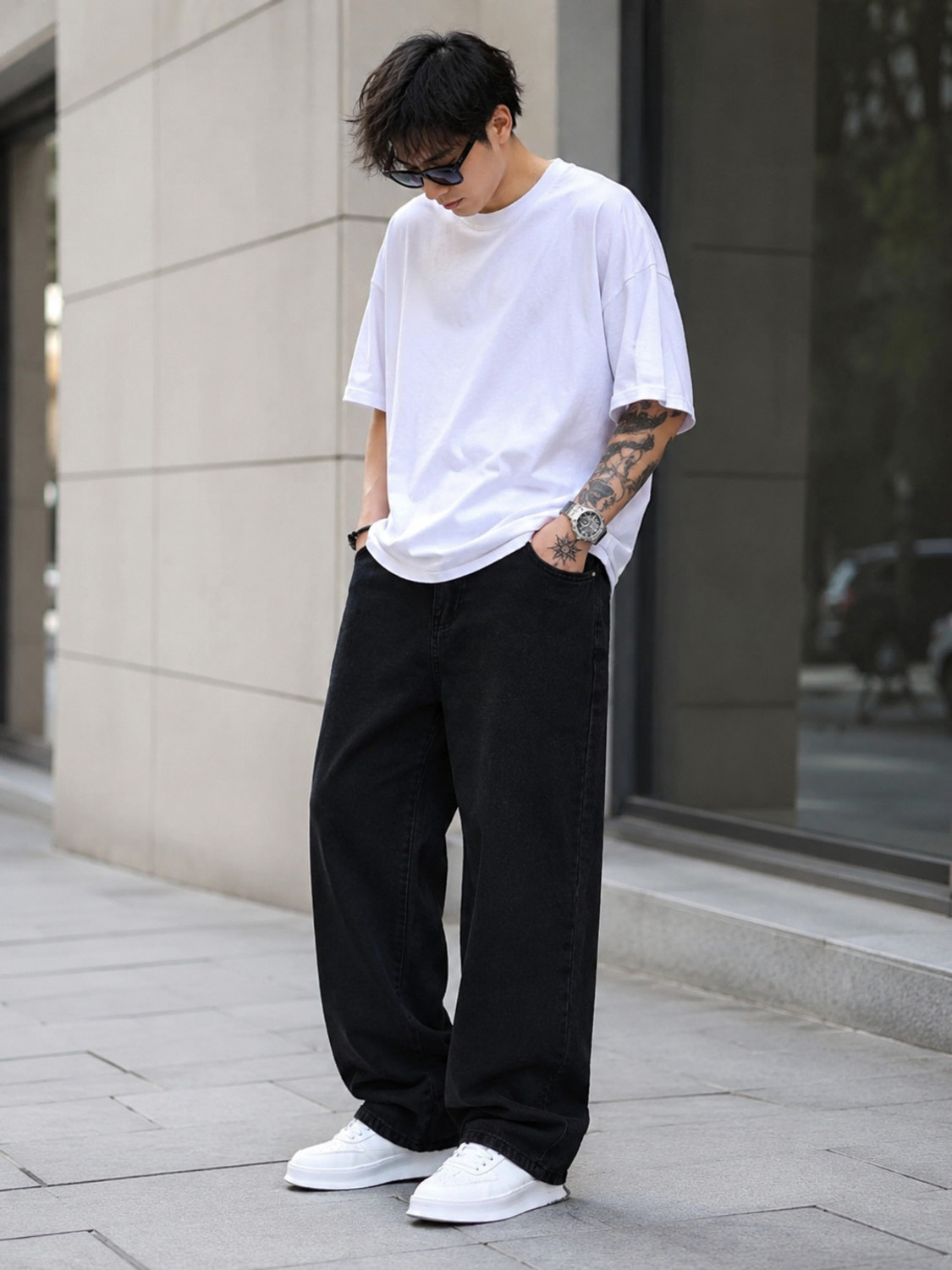 Image of METRONAUT Men Loose Fit Mid Rise Black Jeans