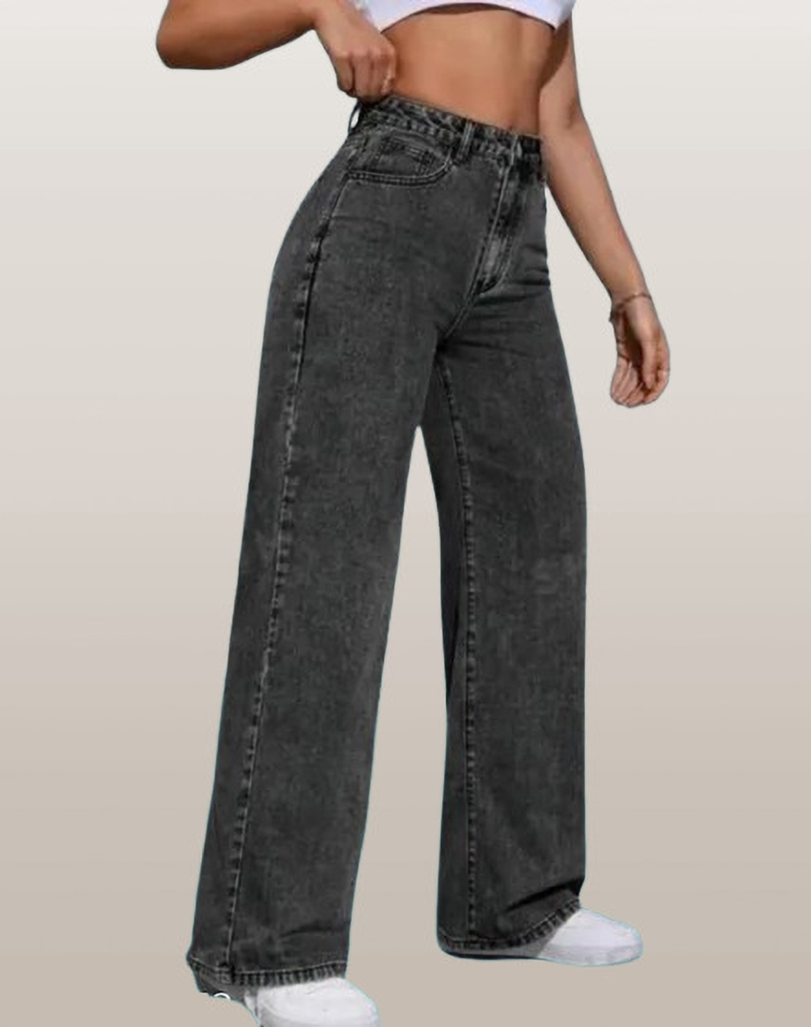 Image of KCM FASHION Women Straight Fit Mid Rise Black Jeans