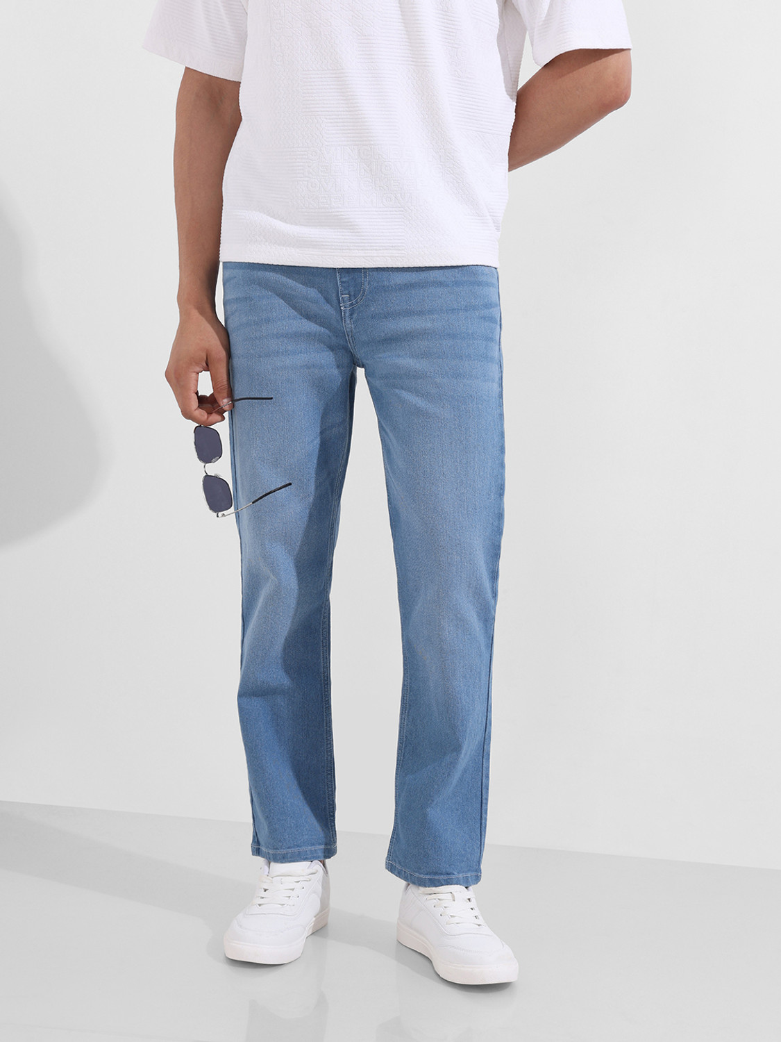Image of Roadster Men Slim Mid Rise Blue Jeans