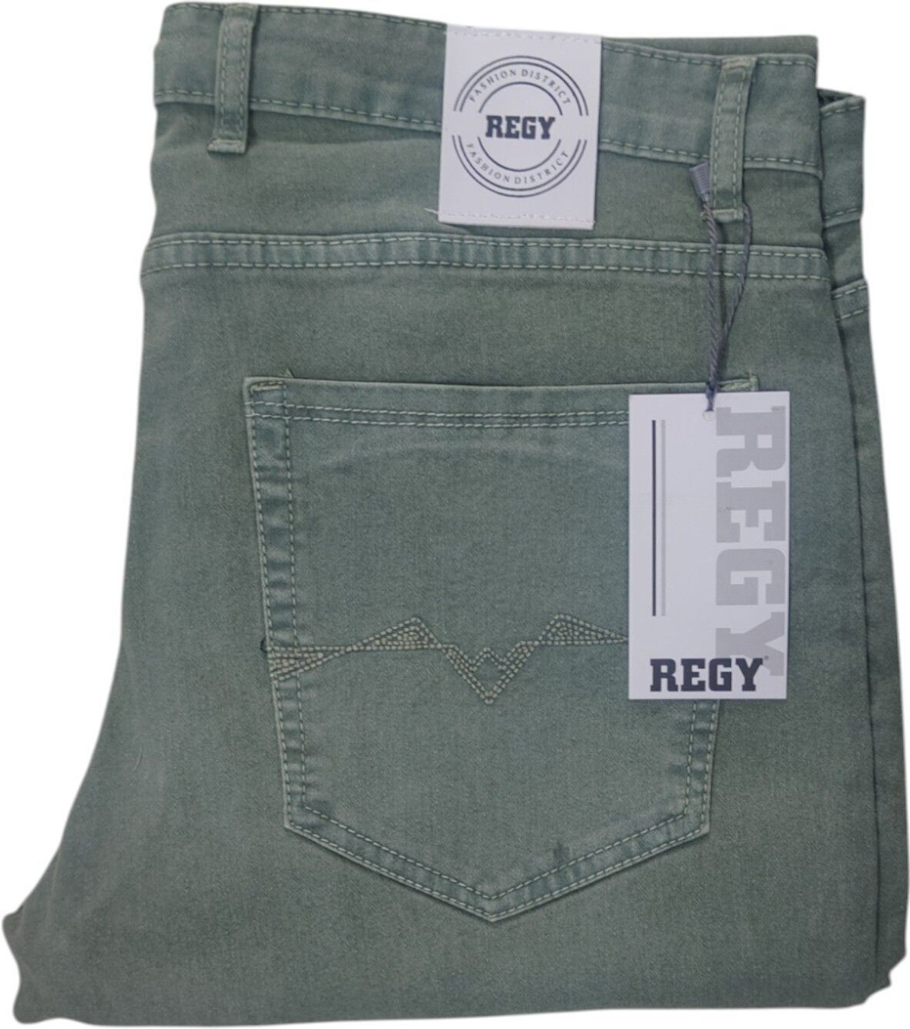 Image of REGY Men Slim Mid Rise Green Jeans