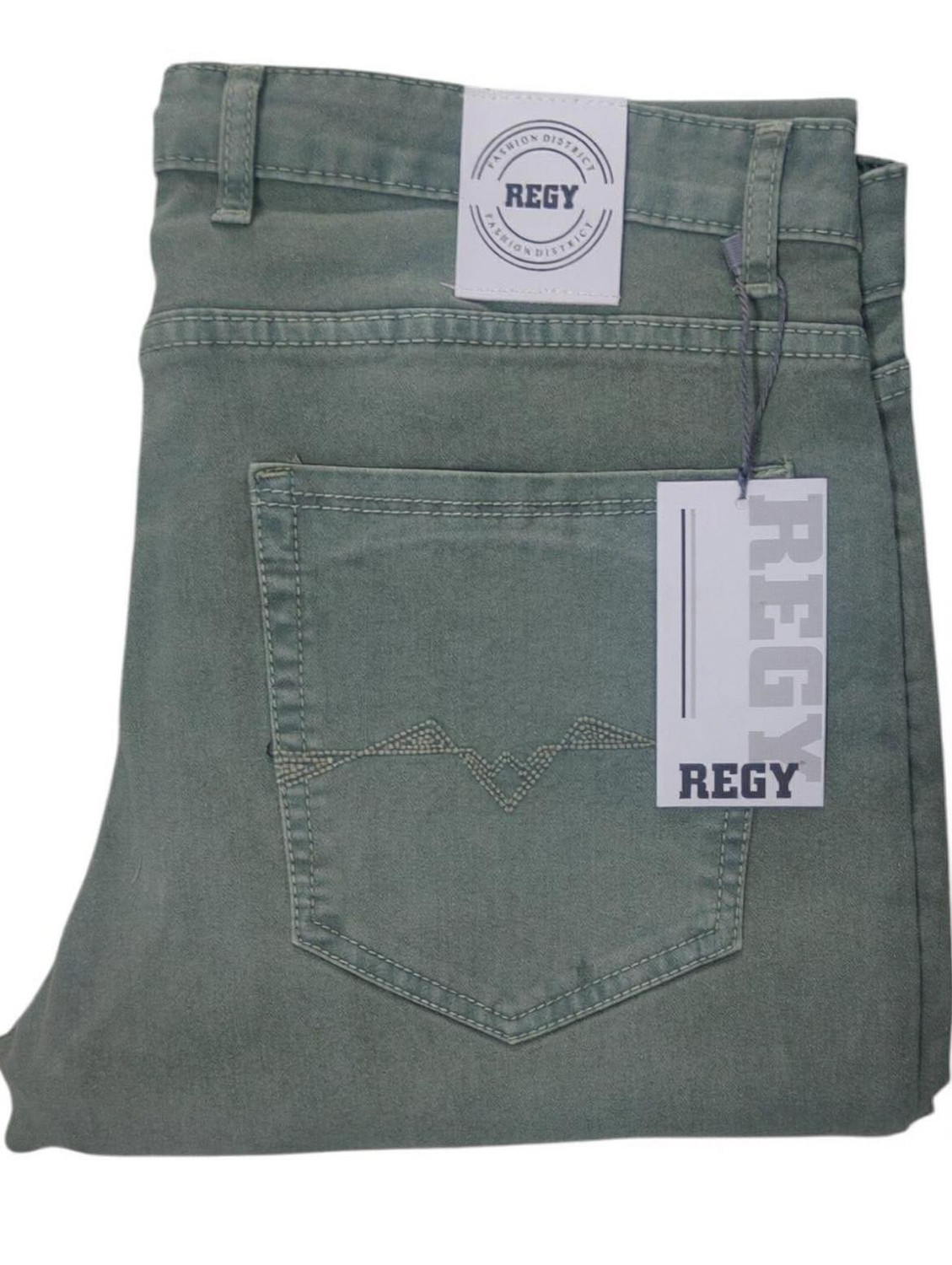 Image of REGY Men Slim Mid Rise Green Jeans