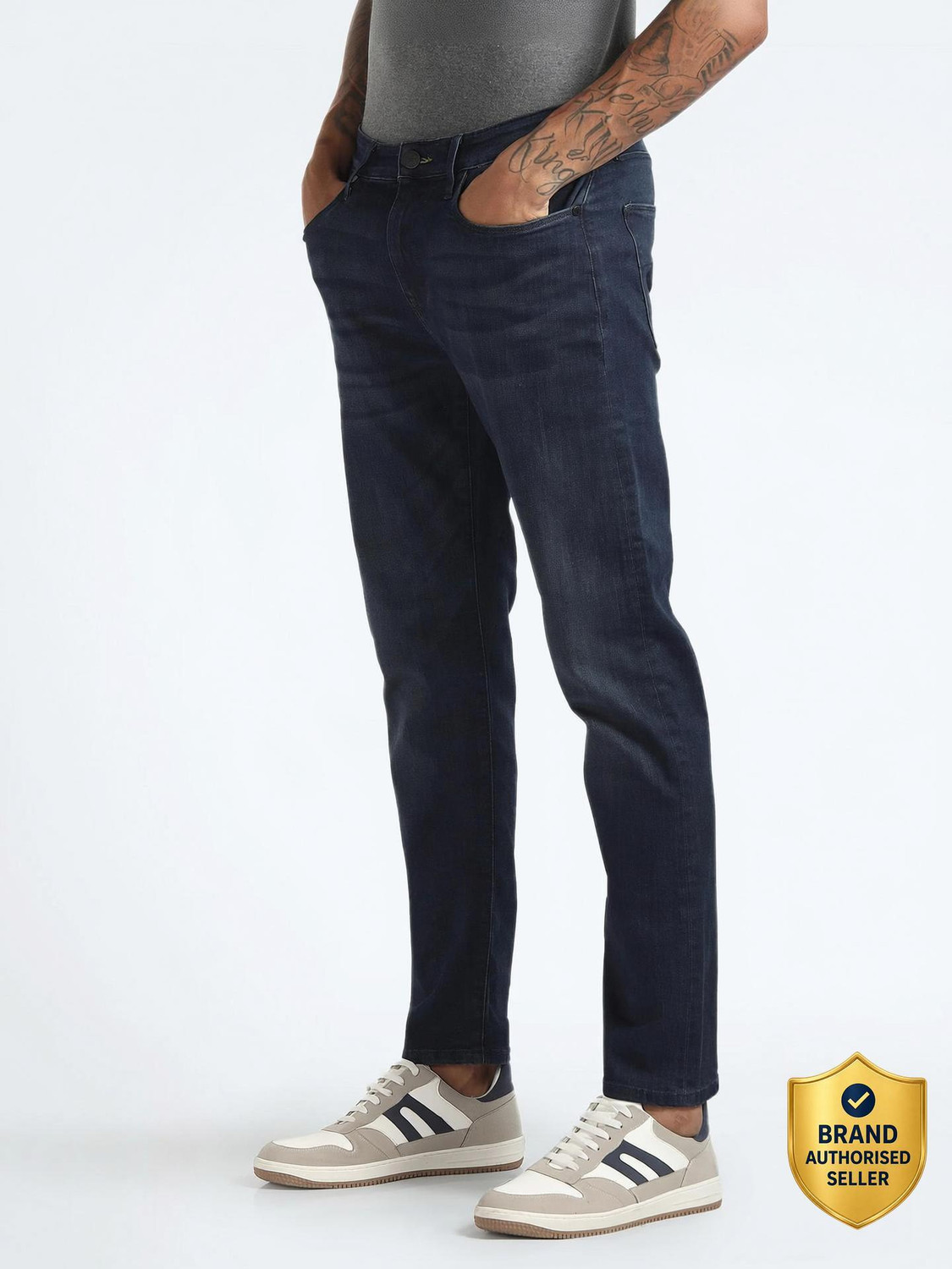 Image of FLYING MACHINE Men Super Skinny Mid Rise Black Jeans