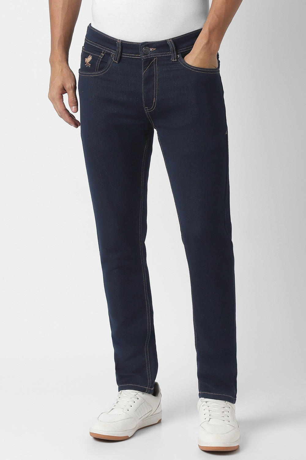 Image of PETER ENGLAND Men Tapered Fit Mid Rise Brown Jeans