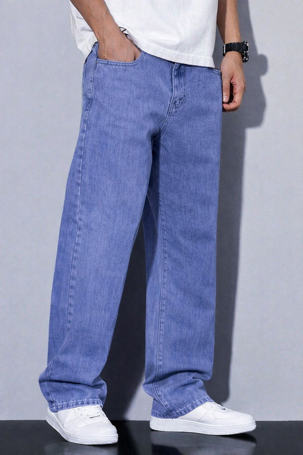 Image of Plus91 Men Straight Fit High Rise Black Jeans