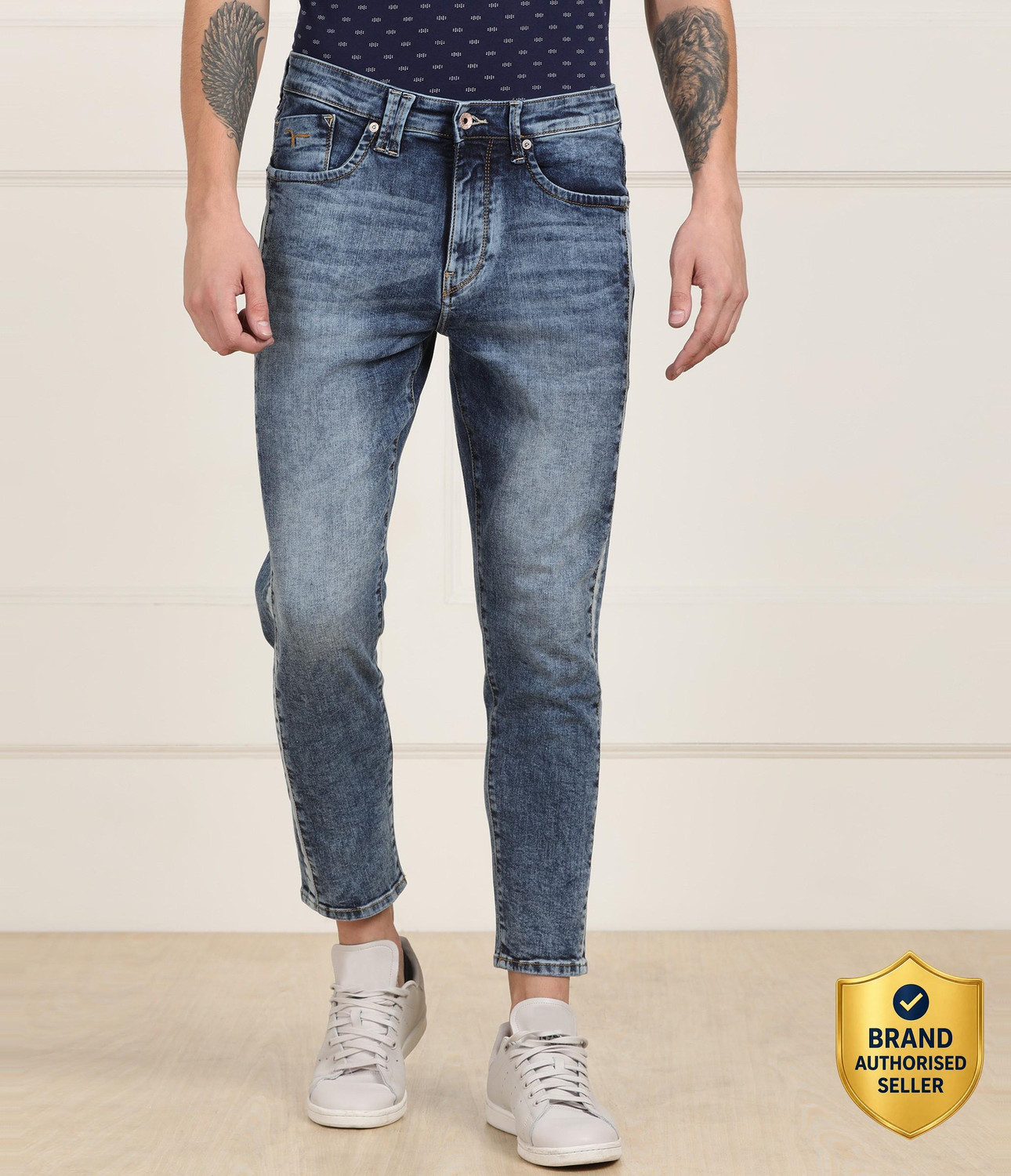 Image of FLYING MACHINE Men Skinny Low Rise Blue Jeans