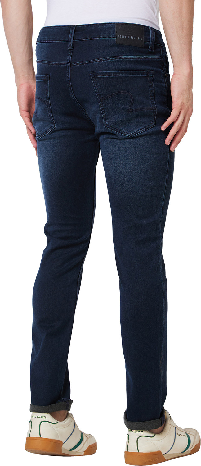 Image of Spykar Men Regular Mid Rise Blue Jeans