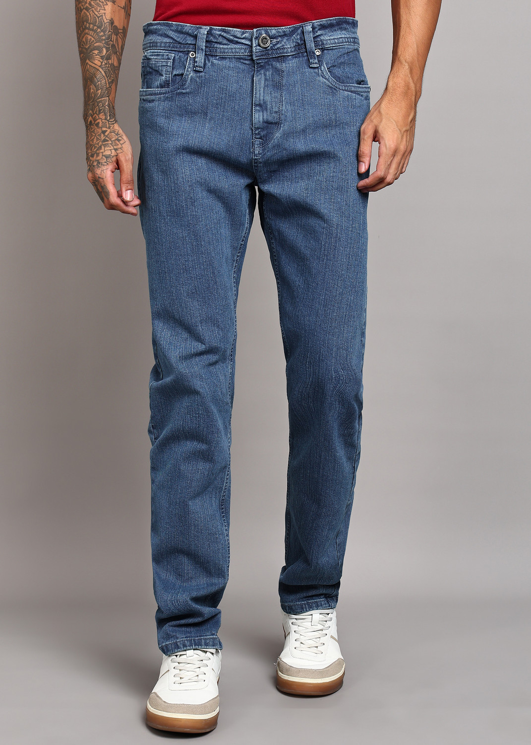 Image of INTEGRITI Men Straight Fit Mid Rise Blue Jeans