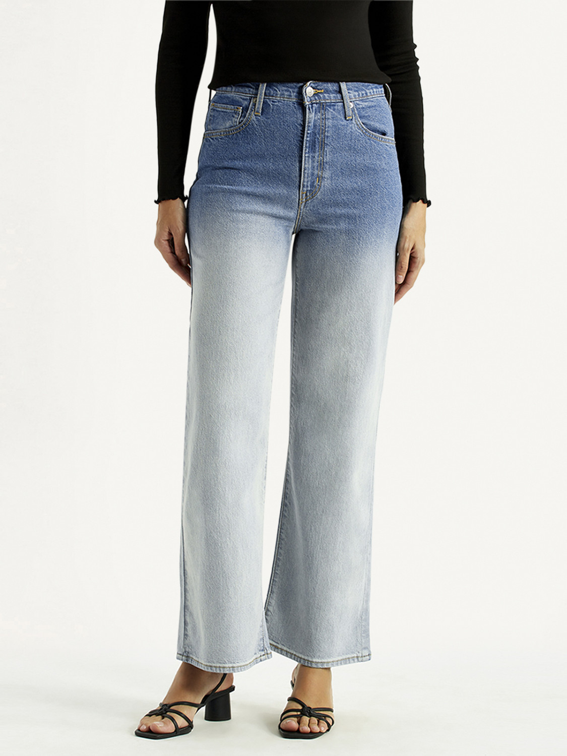 Image of LEVI'S Women Straight Fit High Rise Black Jeans