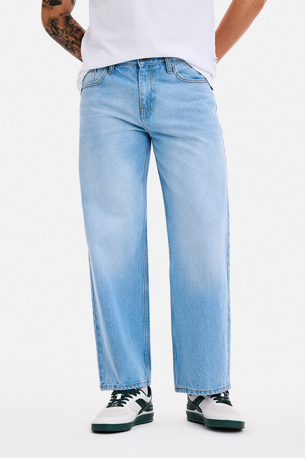 Image of Snitch Men Loose Fit Mid Rise Light Blue Jeans