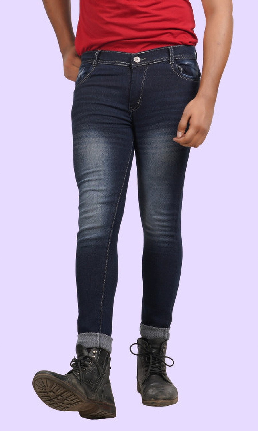 Image of stylophile Men Slim Mid Rise Grey Jeans