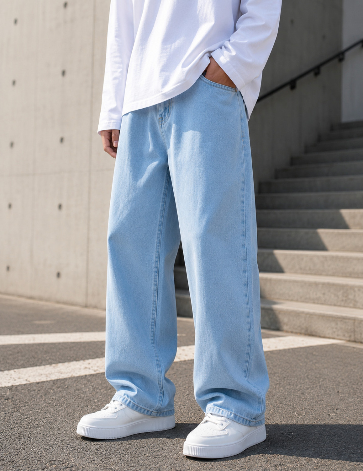 WAZWEAR Men Straight Fit Mid Rise Light Blue Jeans - Image 1