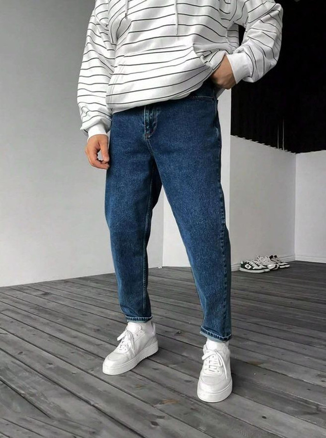 Image of woomny Men Baggy Fit High Rise Green Jeans