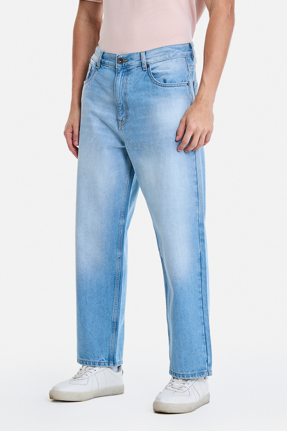 Image of Snitch Men Loose Fit Mid Rise Light Blue Jeans