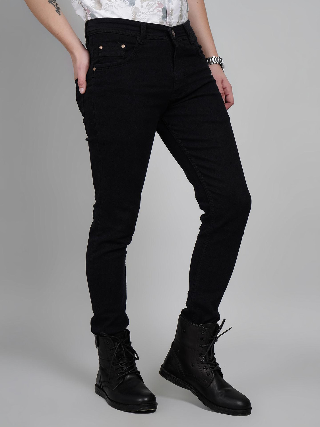 Image of CAMFITS Men Slim Mid Rise Black Jeans
