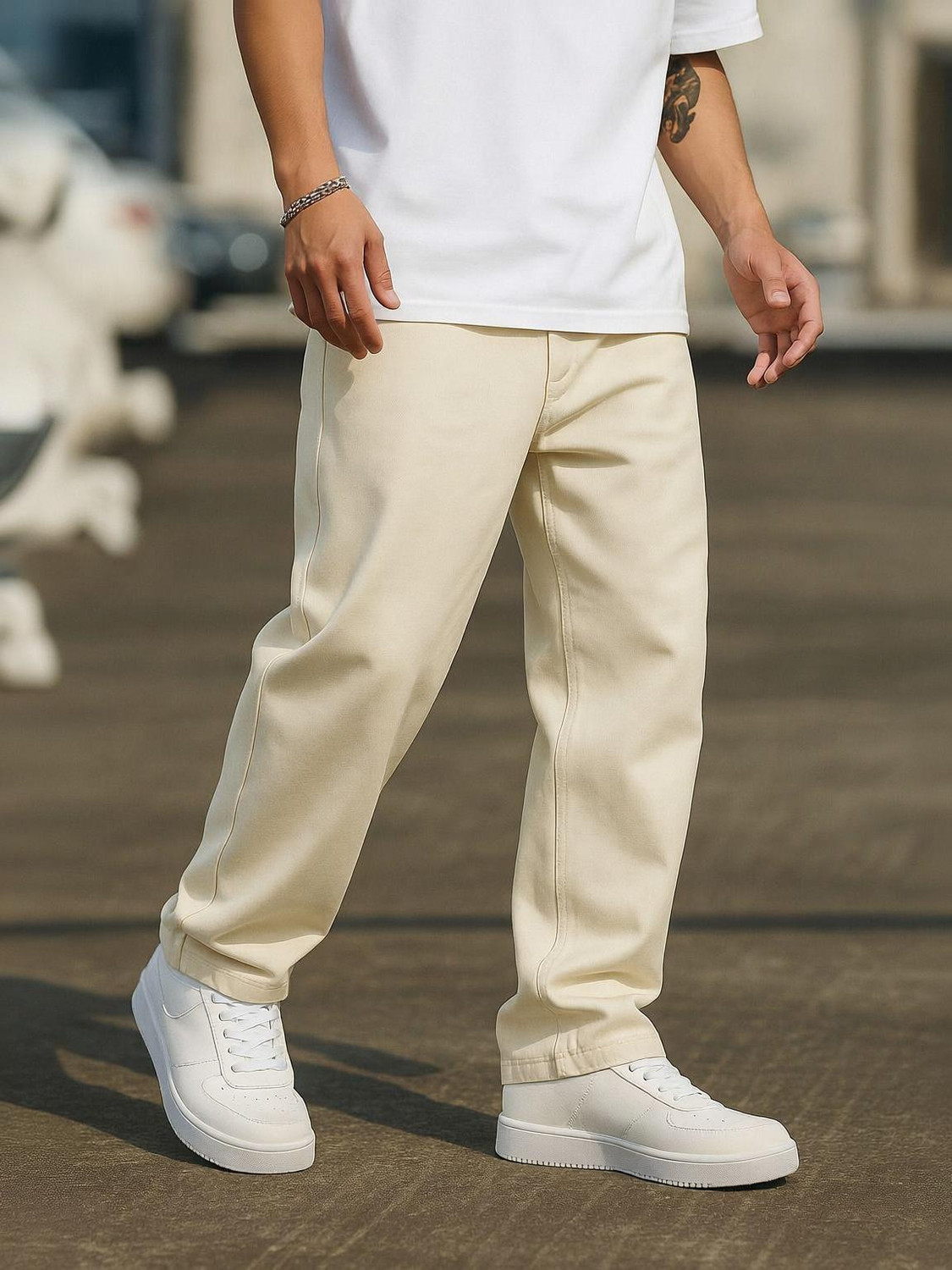 Image of FUDE PRIDE Men Baggy Fit Mid Rise Grey Jeans