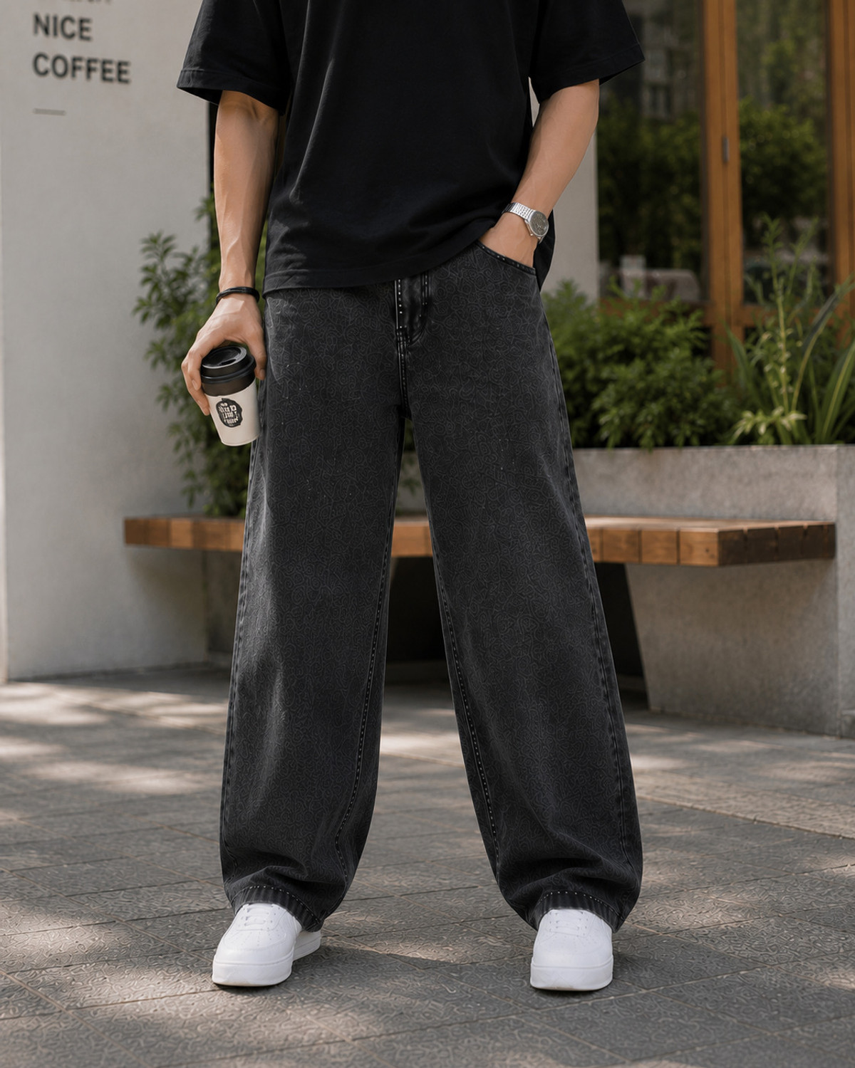 Image of Star4well Men Relaxed Fit Mid Rise Grey Jeans