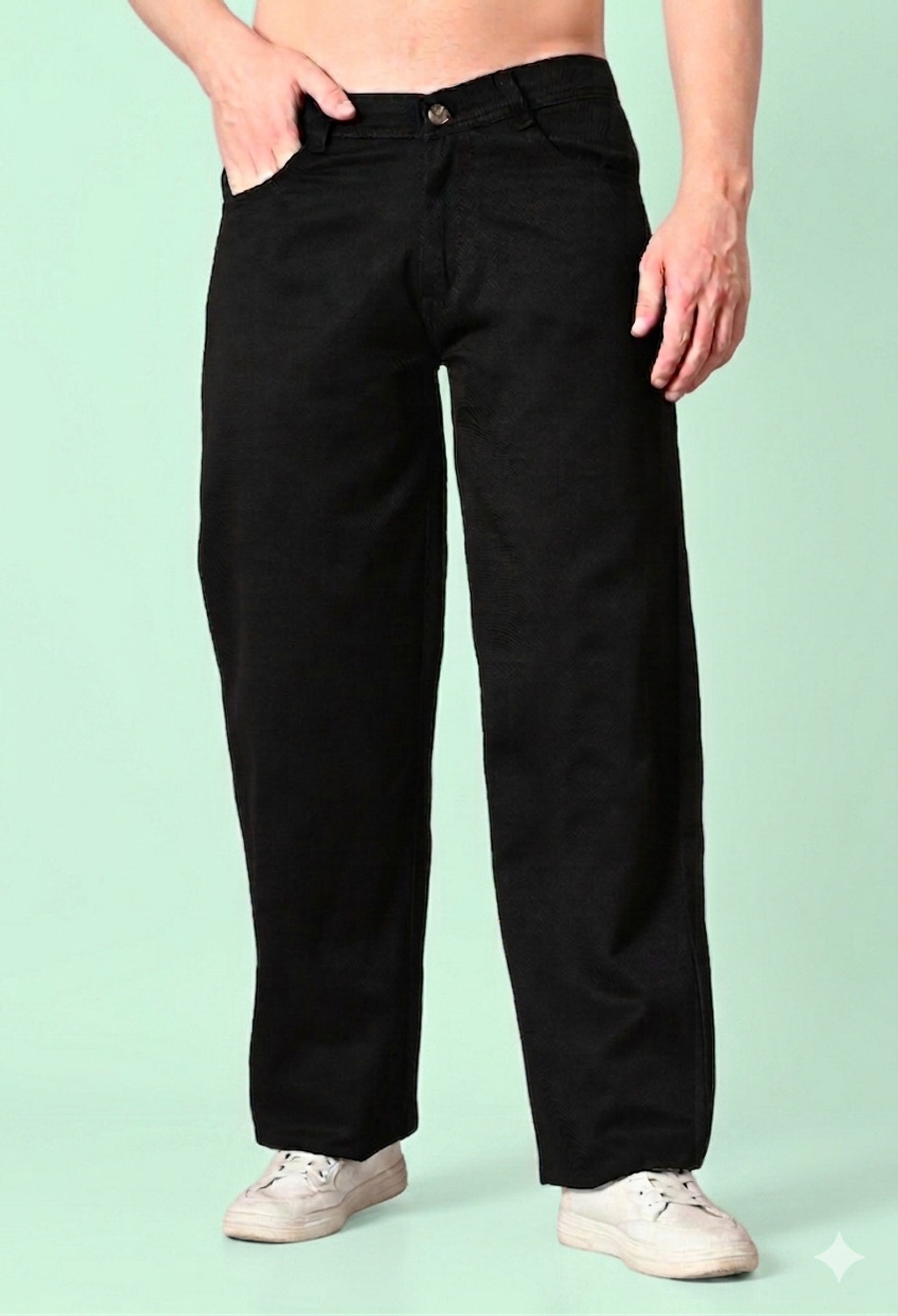 Image of METRONAUT Men Regular Mid Rise Black Jeans