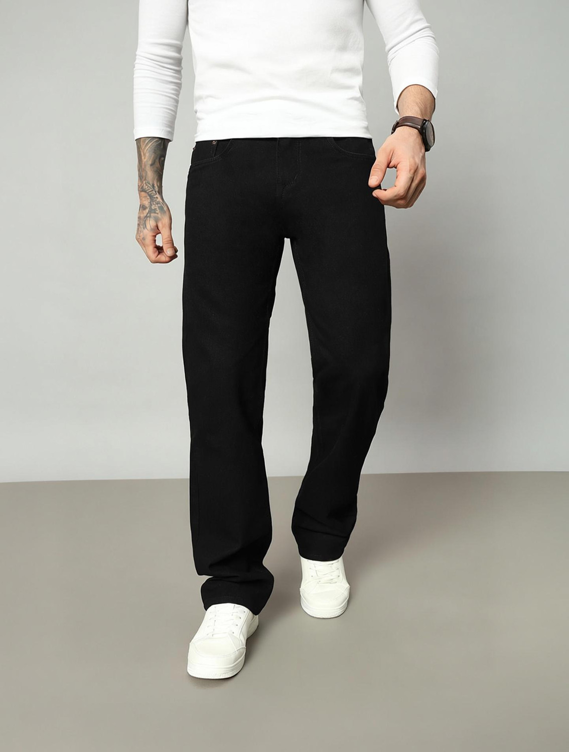 Image of Hence Men Loose Fit Mid Rise Beige Jeans