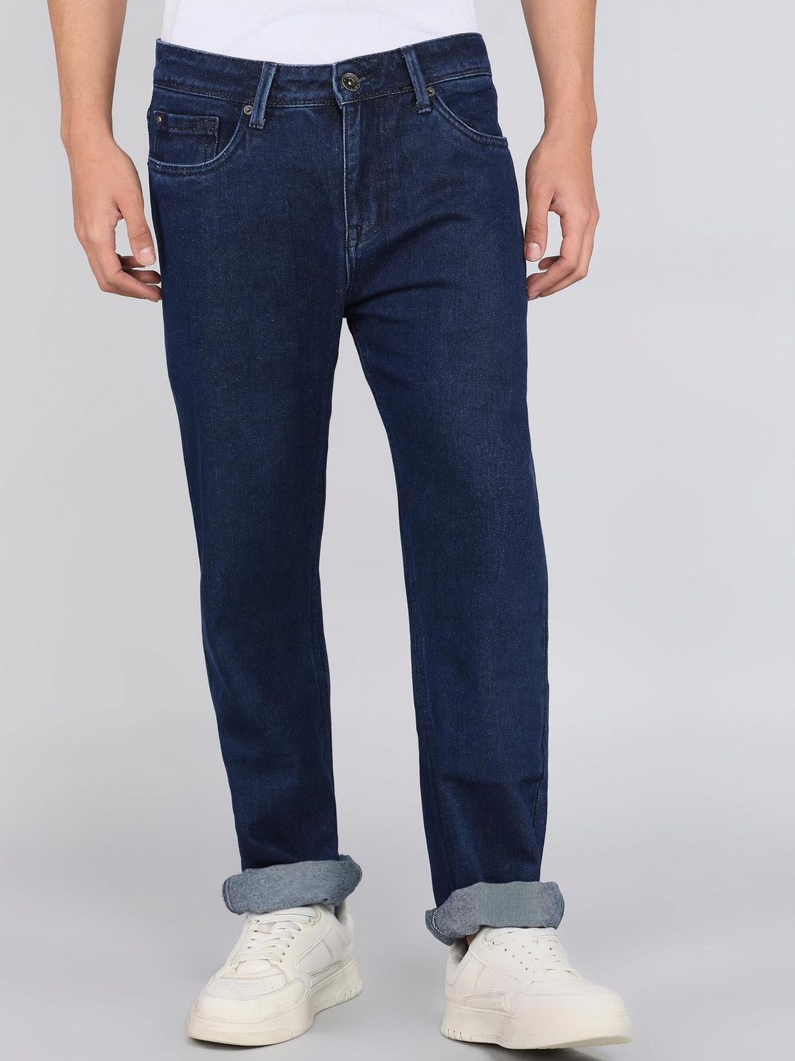 Image of INTEGRITI Men Straight Fit Mid Rise Blue Jeans