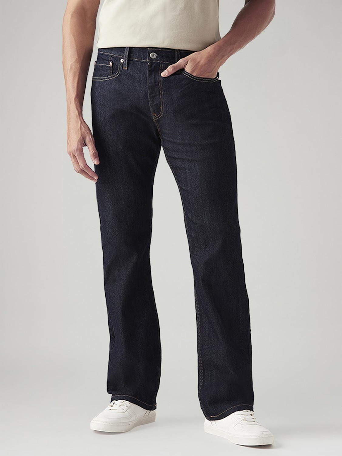 LEVI'S Men Boot-Leg Mid Rise Dark Blue Jeans - Image 1