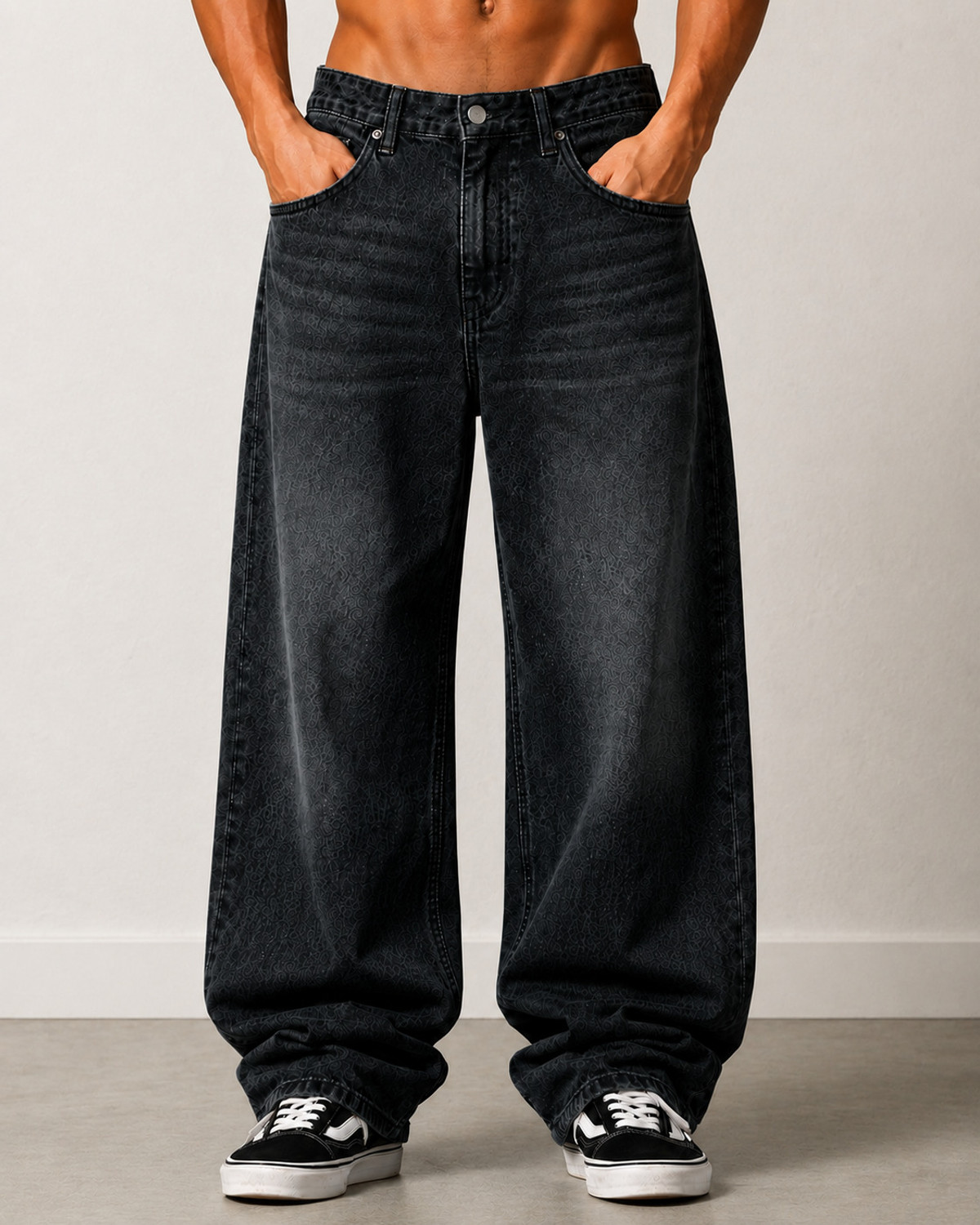 sanedi Baggy Fit Men Black Jeans - Image 1