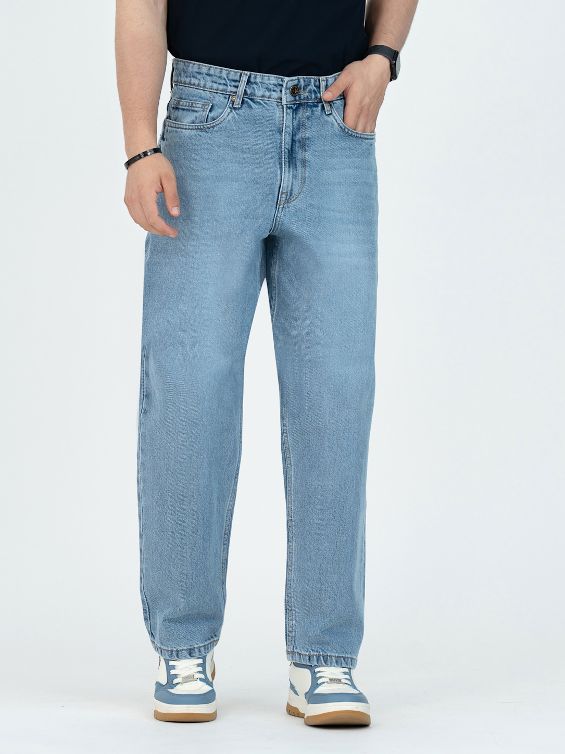 Image of Roadster Men Relaxed Fit Mid Rise Blue Jeans