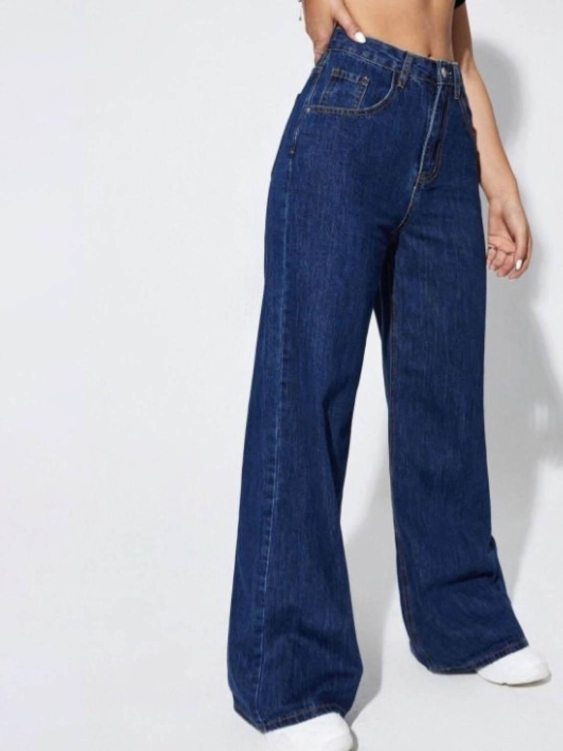 Image of STEPLE DENIMS Women Loose Fit High Rise Blue Jeans