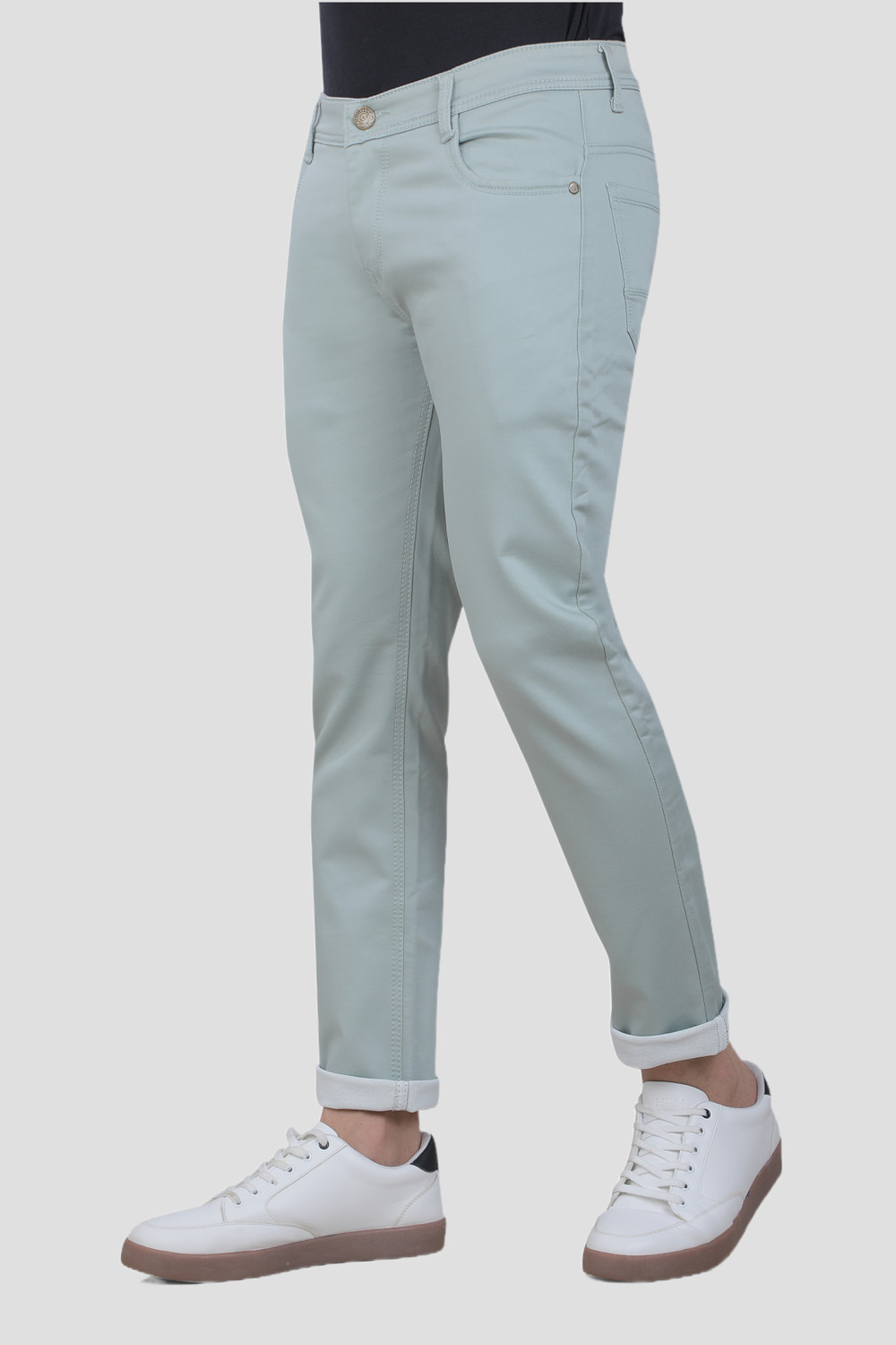 Image of stylophile Men Slim Mid Rise Grey Jeans