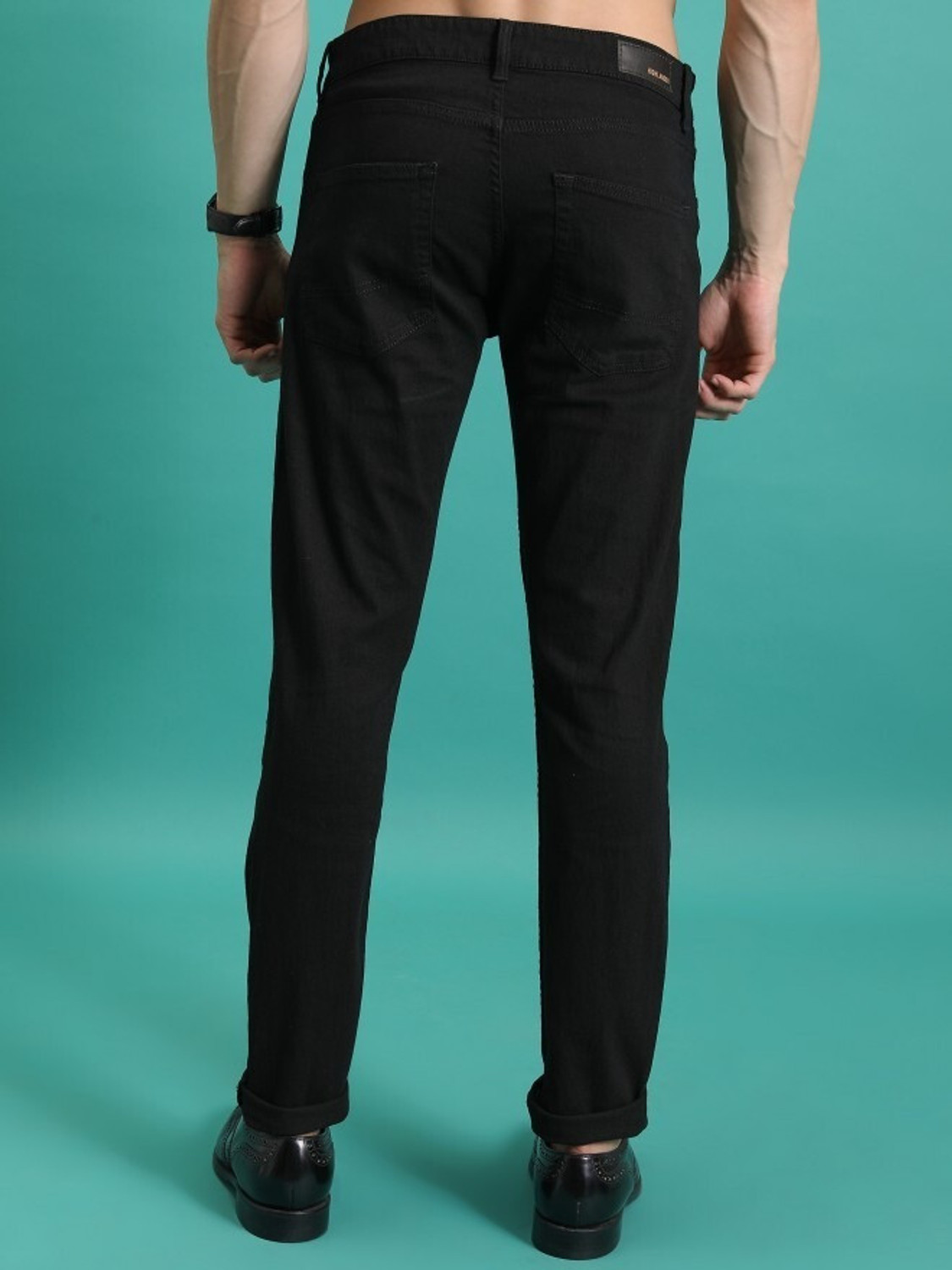 Image of Habbit Men Slim Mid Rise Black Jeans