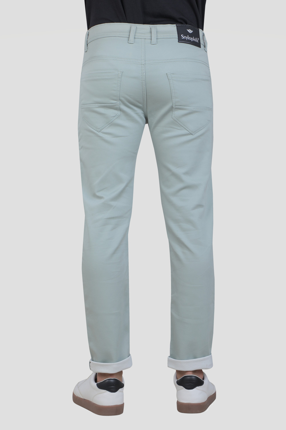 Image of stylophile Men Slim Mid Rise Grey Jeans